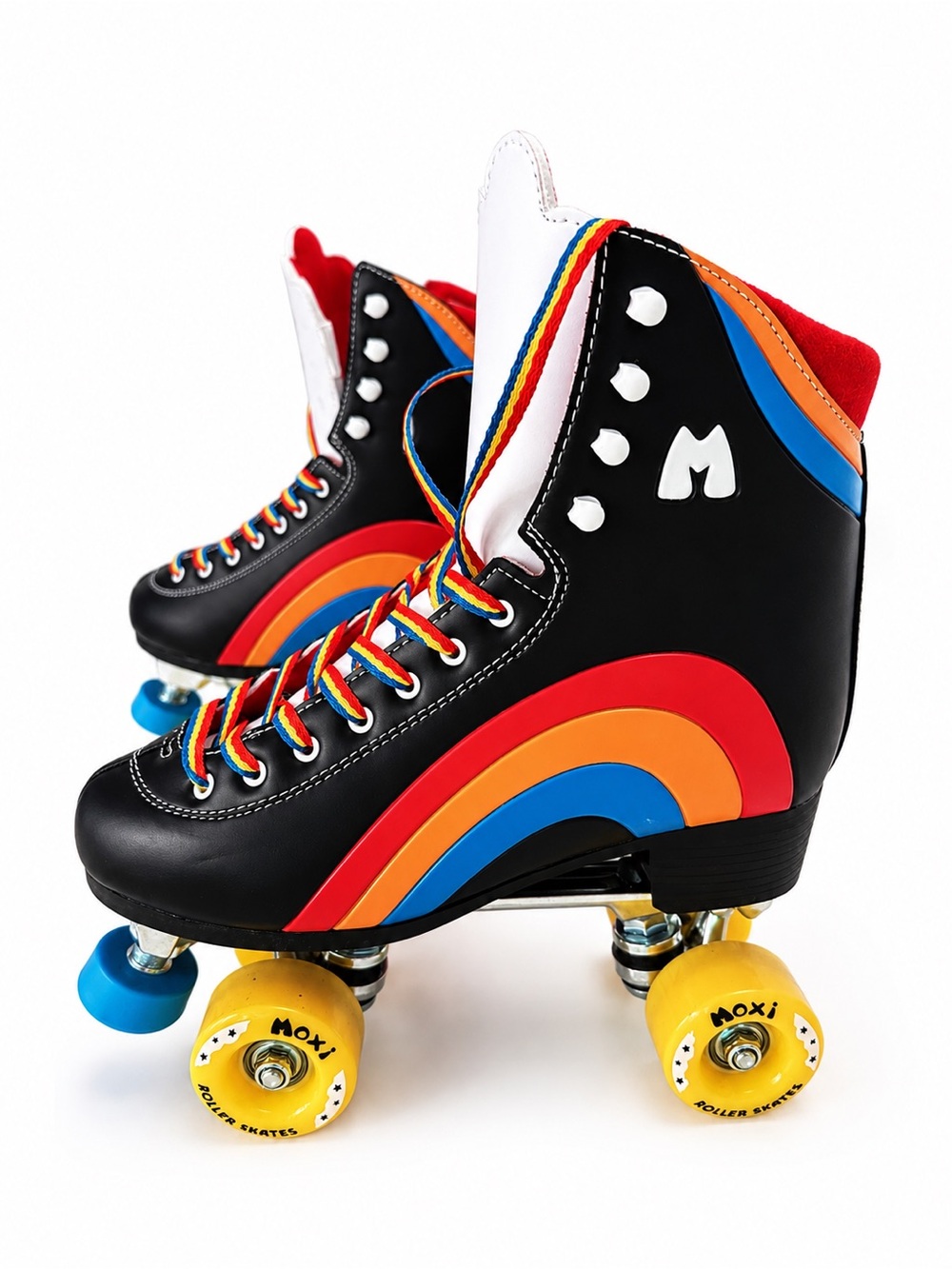 Kids Retro Rainbow Black Roller Skates